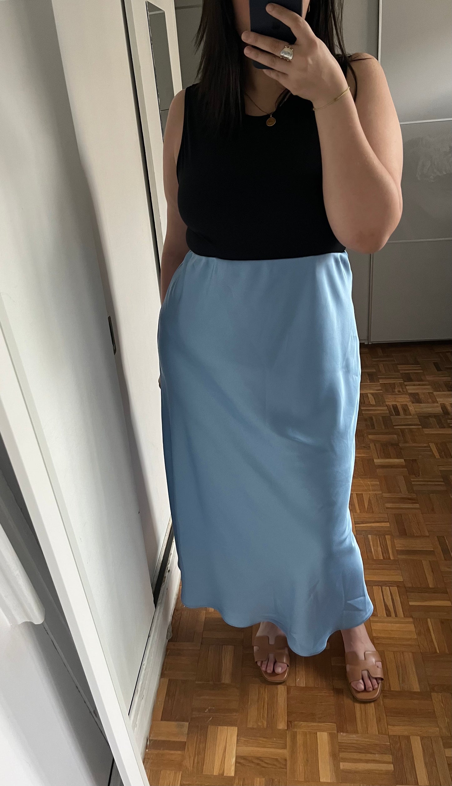 Jupe en Satin Bleu Ciel