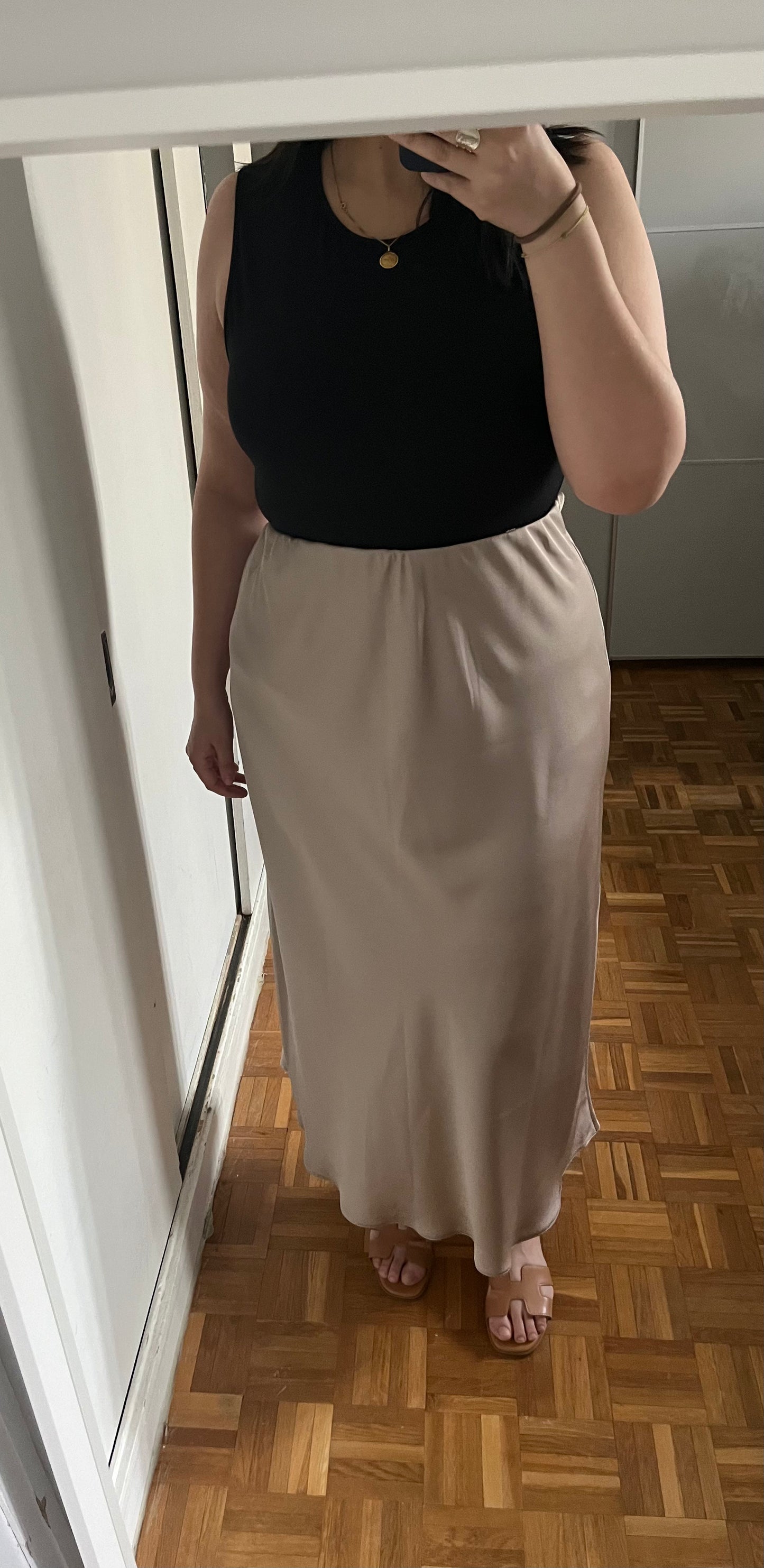 Jupe en Satin Taupe