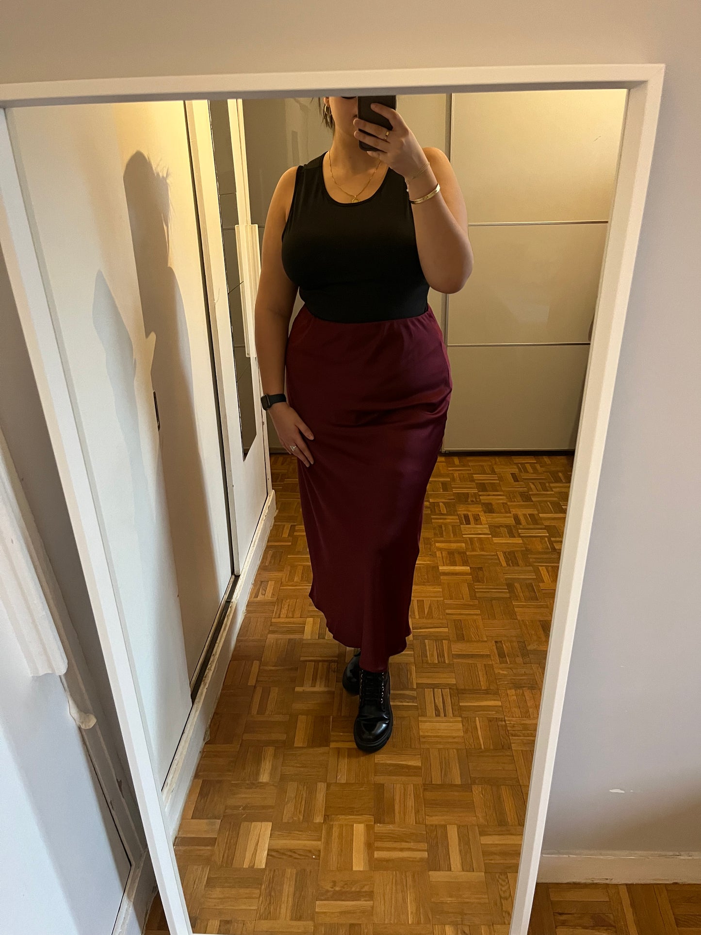Jupe en Satin Bordeaux